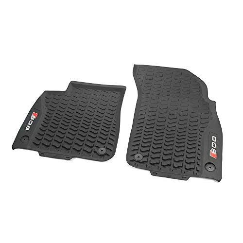 Audi 4M8061221A041 - Tappetini In Gomma Anteriori Per Tutte Le Stagioni, Con Scritta Sq8, Colore: Nero/Rosso
