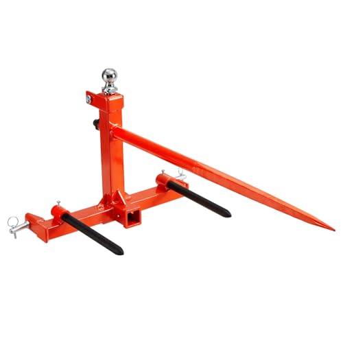 Vevor Raccoglitrice Per Balle Di Fieno Capacità Di Carico Max. 725Kg Forca Per Balle 1250Mm 3 Denti, Forche Chiodate Attacco Per Benna Con 2 Stabilizz