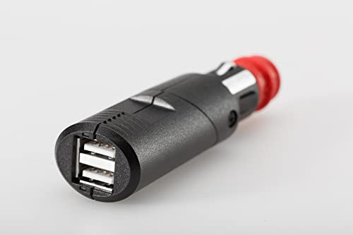 Double Usb Power Port With Universal Plug Sw-Motech For 12V Din/Cigarette Lighter Socket. 2X2100 Ma.