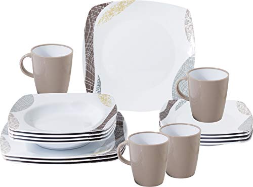 Brunner Set Stoviglie Da Campeggio (Set 16 Pezzi) Per 4 Persone - Melamine Set Khadì - In Melamina Di Alta Qualità, Antiscivolo E Resistente