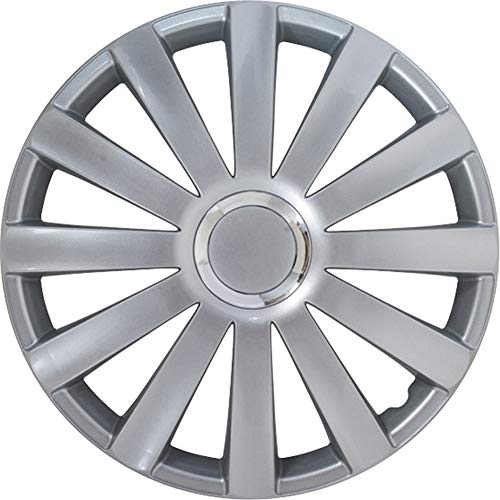 Autostyle Spyder 15 Pro Set Copricerchio Spyder 15 Silver Con Anello Cromato, 4 Pezzi