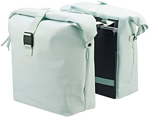 Basil Double Bicycle Bag Soho Mik Nordlicht Pastel Green – 41 Litri – Pu Unisex Adulto, Silver, 41 Liter
