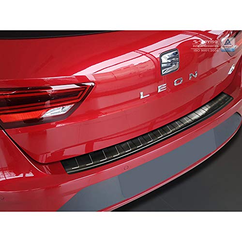Avisa Protezione Paraurti Posteriore In Acciaio Inox Nero Compatibile Con Seat Leon (5F) St 2013-2017 & 2017- 'Ribs'