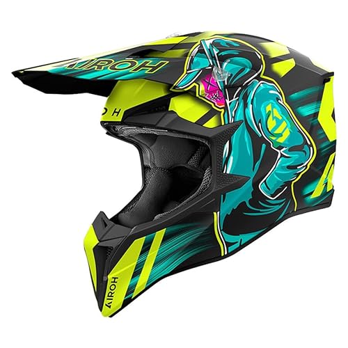 Airoh Casco Offroad Wraaap Cyber Yellow Matt Xl