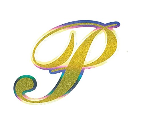 4R Quattroerre.It 20016 Adesivo Monogramma Lettera P, Oro Metallescente, P-Olografica