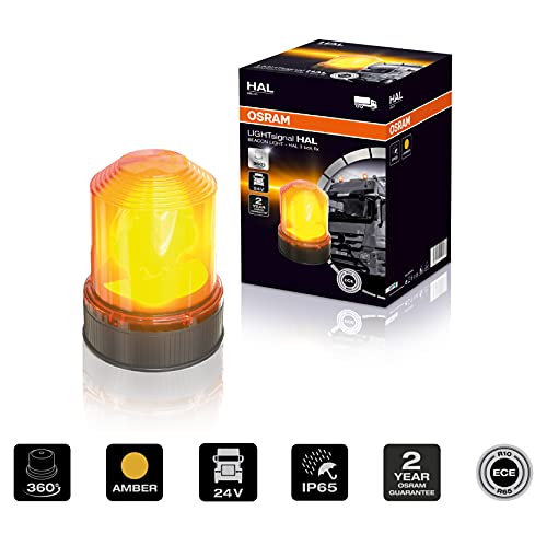 Osram Lightsignal Alogena Beacon Light, Luce Lampeggiante Con Rotazione A 360°, Color Ambra, Lampeggiante Di Segnalazione Omologata Per Camion E Veico