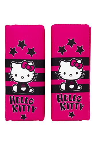 Hello Kitty Set Di 2 Mini Cuscinetti Hello Kitty Star Per La Cintura Di Sicurezza Del Seggiolino Per Bambini. Comfort E Design Ergonomico.