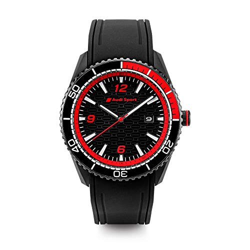 Audi Orologio Da Polso Sportivo Da Uomo, Nero/Rosso 3102000200