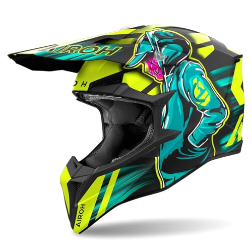 Airoh Casco Offroad Wraaap Cyber Yellow Matt Xxl
