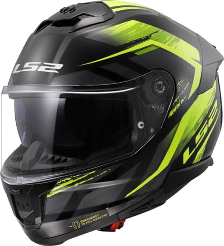 Ls2, Casco Moto Integrale Stream Ii Fury Gloss Black H-V Yellow, Xl