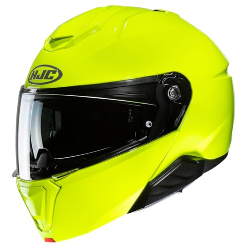 Hjc, Casco Moto Modulare I91 Solid Fluorescent Green, L