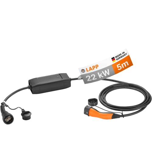 Lapp Mobility - Stazione Di Ricarica Tipo 2, 22 Kw, Senza Adattatore, 32 A, 3 Fasi, Per Auto, Modalità 2, 6 M, Colore: Nero