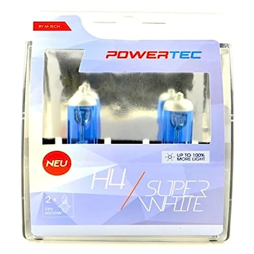 M-Tech Ptzsw4-Duo Lampadina Powertec Super White H4 12V 60/55W
