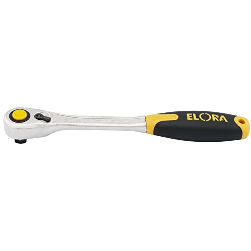 Draper Expert 25930 - Chiave A Cricco Reversibile Elora Con Denti Fini, Attacco Quadro Da 1/2", Impugnatura Morbida, Lunghezza 27 Cm