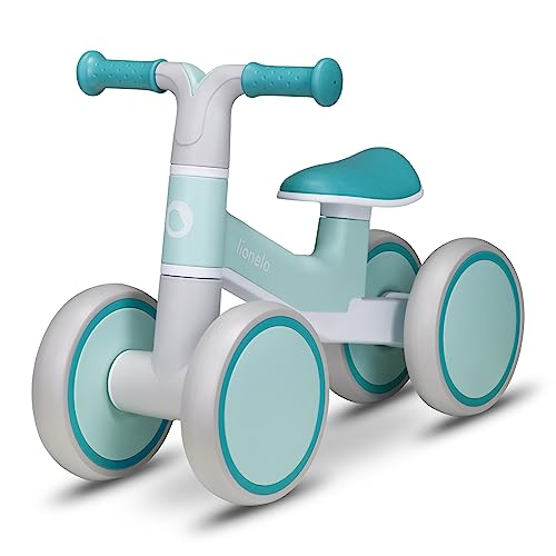 Lionelo Villy Lightweight Balance Bike For Safe And Fun Adventures, For Boys And Girls Ages 1-3 (Max 30Kg) 4-Wheel Stability, Front Fork Suspension, E