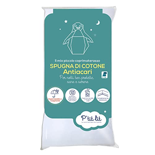 P'Tit Lit - Coprimaterasso Bambini Antiacaro | Coprimaterasso Impermeabile 60X120 Cm - 100% Spugna Di Cotone - Tessuto Assorbente E Silenzioso - Oeko