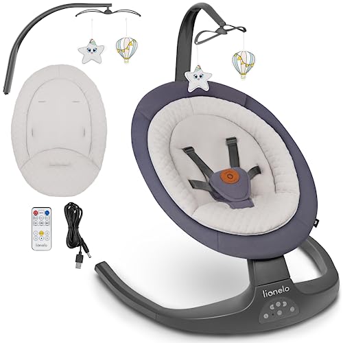 Lionelo Ralf 2In1 Sdraietta Dondolo Per Neonato Da 0 Fino A 9Kg, Altalena Con 12 Melodie Programmate, Telecomando, Culla 5 Velocità Di Dondolio, Blocc