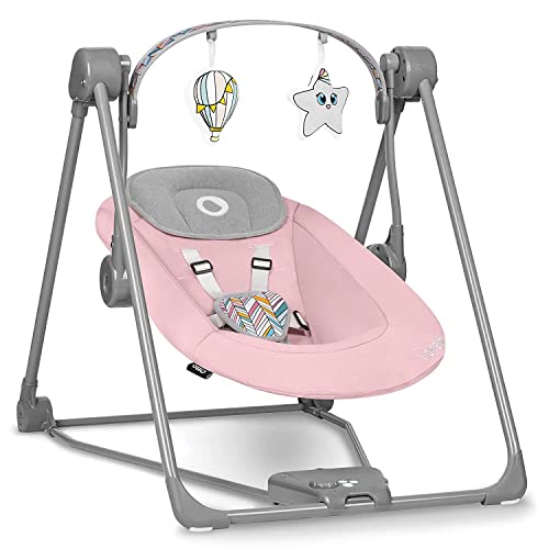 Lionelo Otto Dondolo Per Neonato E Bambini Fino A 9Kg Sdraietta Con Giocattoli 5 Velocità Suoni Rilassanti Della Natura Altalena Portatile E Pieghevol
