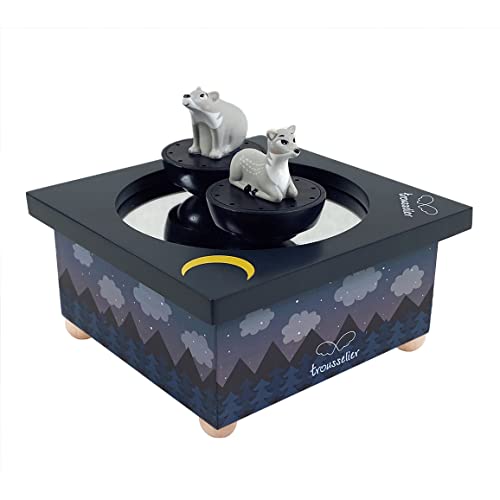 Trousselier – Deer & Bear In Forest – Carillon Danzante – Regalo Ideale Per La Nascita – 2 Figure Rimovibili – Facile Da Usare – Nocturne Di Chopin –