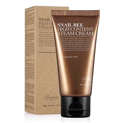 Benton Snail Bee High Content Steam Cream 50G (1.76 Oz.) - Contiene Bava Di Lumaca, Veleno D'Api, Acido Ialuronico, Crema Idratante Intensiva
