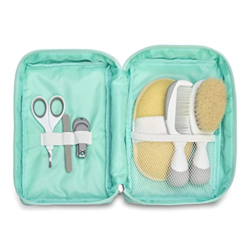 Chicco- Set Da Viaggio Igiene Per Bambini, 6 Pezzi, Spazzola E Pettine, Guanto Spugna, Forbici Con Punte Arrotondate, Tagliaunghie E Limette Usa E Get
