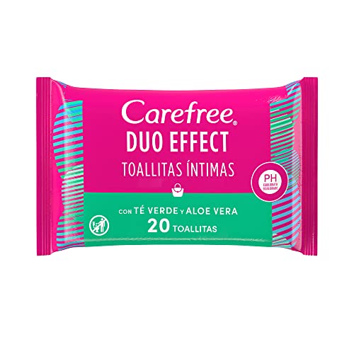 Carefree, Salviettine Igiene Intima, Azione Rinfrescante Con Tè Verde E Aloe Vera, Clinicamente Testate, 20 Salviettine