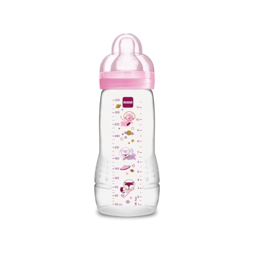 Mam Biberon Easy Active, Con Tettarella Misura 3, Ergonomico, 4+ Mesi, 330 Ml, Rosa