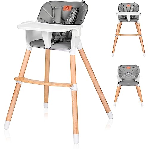 Lionelo Koen Seggiolone Pappa 2 In 1 Per Bambini Da 6 Mesi A 5 Anni Con Vassoio Rimovibile, Cintura A 5-Punti, Rialzo Sedia Fino 30 Kg Con Due Livelli