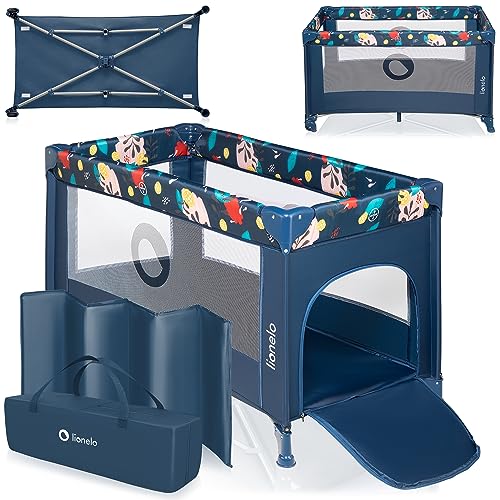 Lionelo Stefi Lettino Neonato Da Viaggio Pieghevole Con Materasso, Dalla Nascita Fino A 3 Anni, Box Bambini Da Campeggio Con Entrata Laterale, Le Pare