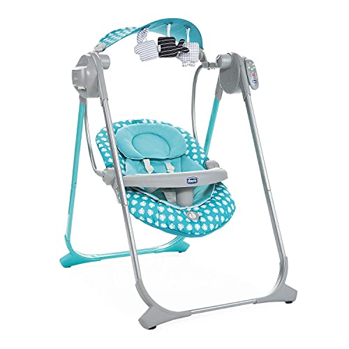 Chicco Polly Swing Up Altalena Elettrica Neonato Da 0 Mesi A 9 Kg, Sdraietta Regolabile E Dondolo Automatico, Con Vibrazione, Giochi Pendenti, Musiche