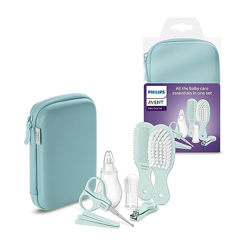 Philips Avent - Set Per La Cura Del Bambino, Con 3 Lime, Pettine, Spazzola Per Capelli, Aspiratore Nasale E Spazzolino Da Denti (Modello Sch401/00)