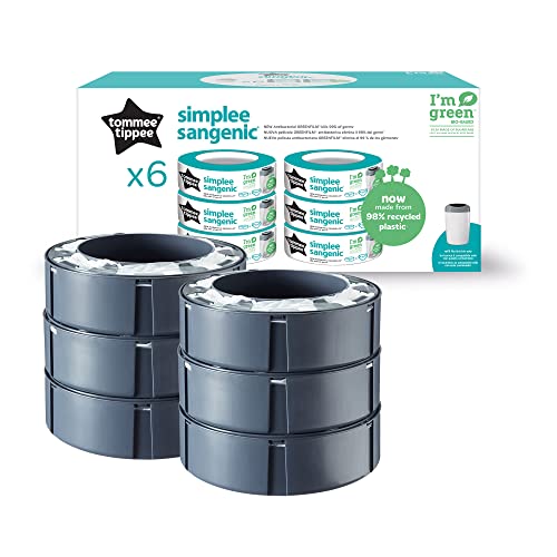Tommee Tippee Ricarica Singola Per Cestino Per Pannolini, Protezione Anti-Odore E Anti-Germi, Confezione Da 6