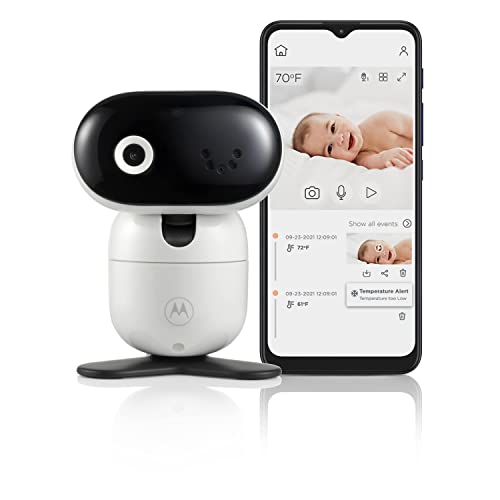 Motorola Nursery Con Pip1010 Baby Monitor Con Telecamera, Panoramica, Inclinazione, Zoom, Visione Notturna, Montaggio A Parete, App Motorola Nursery,