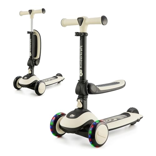 Kinderkraft Halley Monopattino Bambino, Triciclo Bambini 1 Anno, Con 3 Ruote Led, Pieghevole, Manubrio Regolabile In Altezza, Per Bambini 3-13 Anni, C