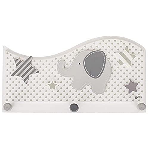 Goki 60737 - Guardaroba Elefante/Stelle In Legno, Colore: Grigio