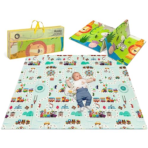 Lionelo Robby Grande Reversibile Tappetino Gioco E Educativo 200X180Cm Neonati Bambini Leggero Pieghevole Impermeabile Certificato Materiale Non Conti