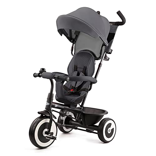 Kinderkraft Aston Triciclo Bambini Dai 9 Mesi Fino 25 Kg, Passeggino Con Maniglione Regolabile, Bici, Sedile Girevole Fronte Mamma E Strada, Cappottin