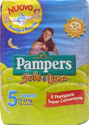 8 X Pampers Pannol.Bim.Sole&Luna Junior 11-25 Kg Taglia 5 16 Pz