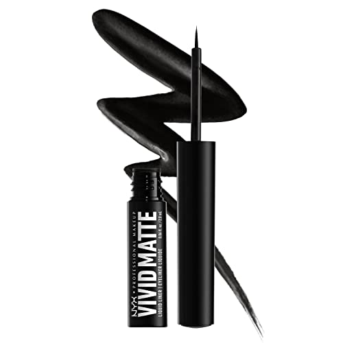 Nyx Professional Makeup Eyeliner, Eyeliner Liquido Ultra-Pigmentato, Finish Matte Intenso, No Transfer, Non Scolorisce, Vivid Matte, Nero