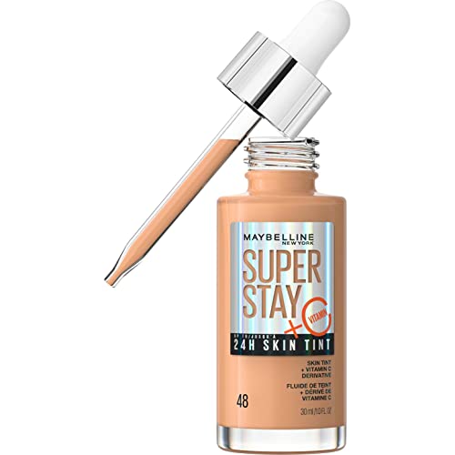 Maybelline New York Foundation, Trucco A Lunga Durata Con Vitamina C, Formula Vegana, Inchiostro Super Stay Skin N. 48