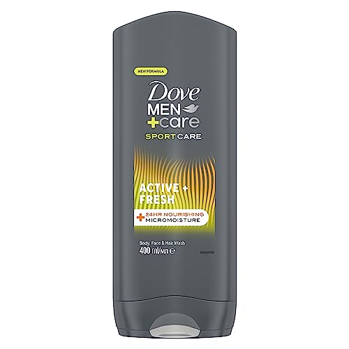 Dove, Doccia Dove Men+Care Sports Active Fresh, Bagnoschiuma Uomo 3 In 1 Idratante Corpo, Viso E Capelli, Con Tecnologia Micromoisture, Dona 24 Ore Di