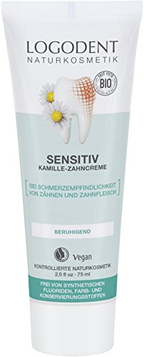 Logodent - Dentifricio Naturale Sensitiv, Con Cloruro Di Potassio Minerale, Effetto Calmante, Privo Di Additivi Sintetici Al Fluoro, Vegano, 2 X 75 Ml