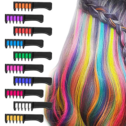 Battop 6Pcs Capelli Gesso,Capelli Temporanea Gesso,Regali Per Ragazze Adatto A Bambini, Adulti E Giochi Di Ruolo Fai-Da-Te