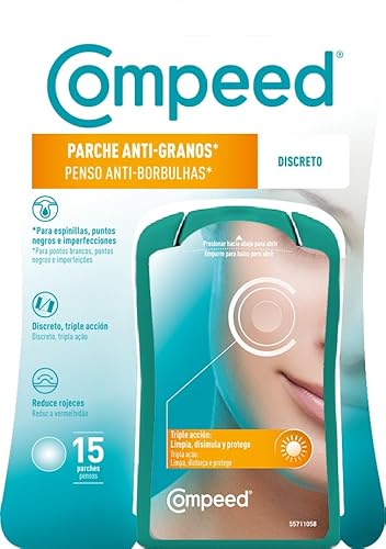 Compeed® - Toppe A Grana Discreta Con Idrocolloidi | Pulisce, Nasconde E Protegge - Uso Quotidiano | 15 Toppe Da 1,5 X 1,5 Cm