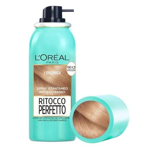 L'Oréal Paris Spray Ritocco Perfetto, Spray Istantaneo Per Radici E Capelli Bianchi, Durata Fino A 1 Shampoo, Colore: Biondo, 75 Ml