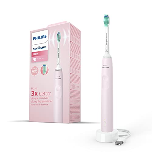 Philips Spazzolino Elettrico Sonic, Serie 3100, Tecnologia Sonic, Quadpacer E Smartimer, Hx3671/11, Sugar Rose