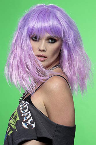 Smiffys Parrucca Manic Panic® Fleurs Du Mal™ Trash Goddess™, Capelli Ondulati Di Media Lunghezza Con Frangetta Laterale, Stilizzabile A Caldo