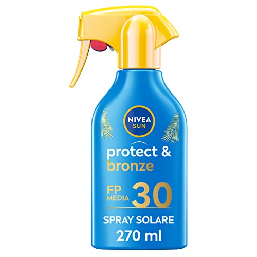 Nivea Sun Maxi Crema Solare Spray Protect & Bronze Fp 30 270 Ml, Crema Solare 30 Per Un'Abbronzatura Dorata, Intensa E Uniforme, Protezione Solare 30