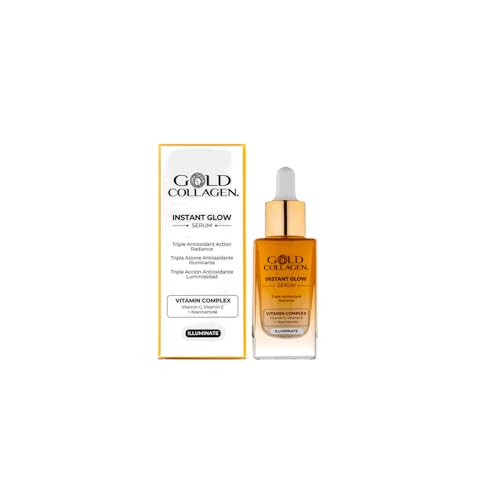 Gold Collagen Instant Glow - Siero Vitamina C E E A Tripla Azione Antiossidante Riduce Pori Dilatati, Siero Viso Contorno Occhi Antirughe Per Skincare