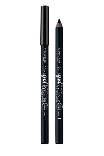 Deborah Milano - Matita Occhi 2 In 1 Kajal E Eyeliner Waterproof, 01 Black, A Lunga Durata, Waterproof, Tratto Ultra-Pigmentato E Cremoso, Dona Uno Sg